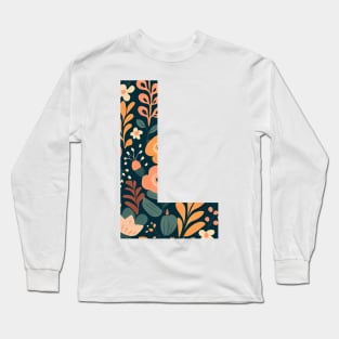 Whimsical Floral Letter L Long Sleeve T-Shirt